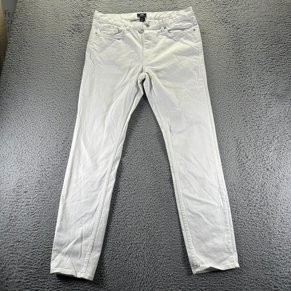 H&M Jeans Mens 34x32 White‎ Cotton Denim Skinny Leg Workwear Outdoor Stretch